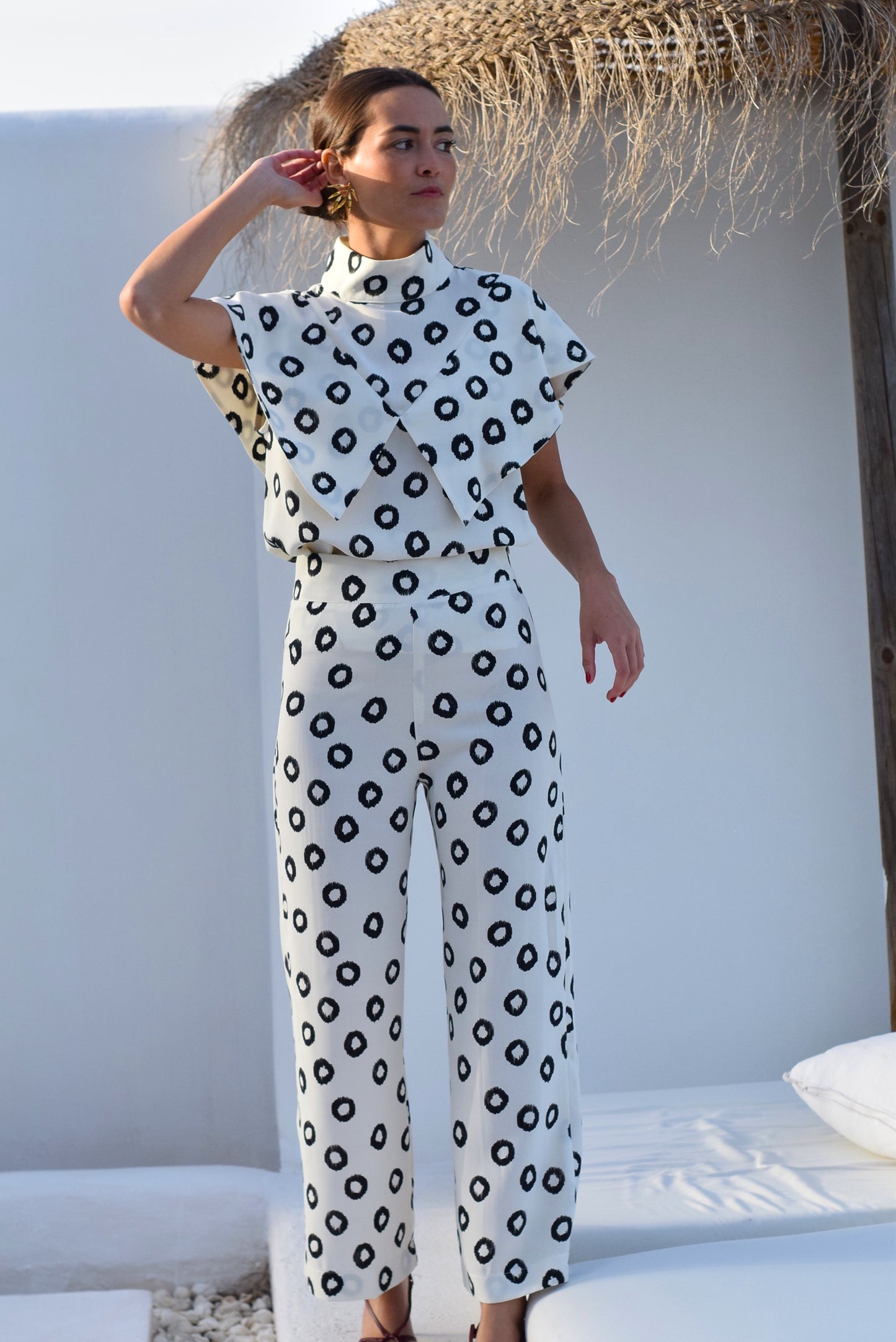 PANTALONES SOL - LUNARES NEGROS -