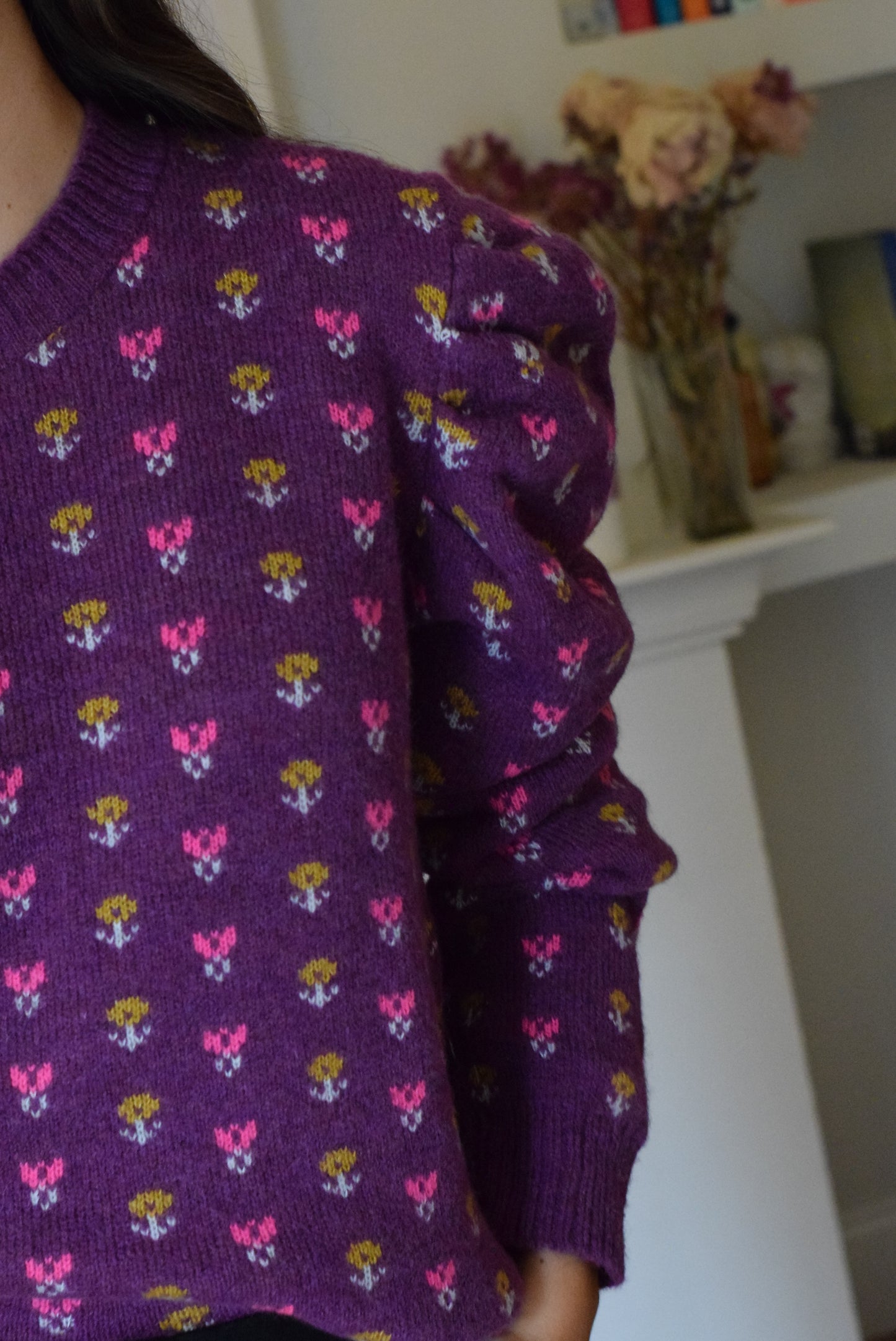 JERSEY NONA LANA - MORADO CON FLORES -