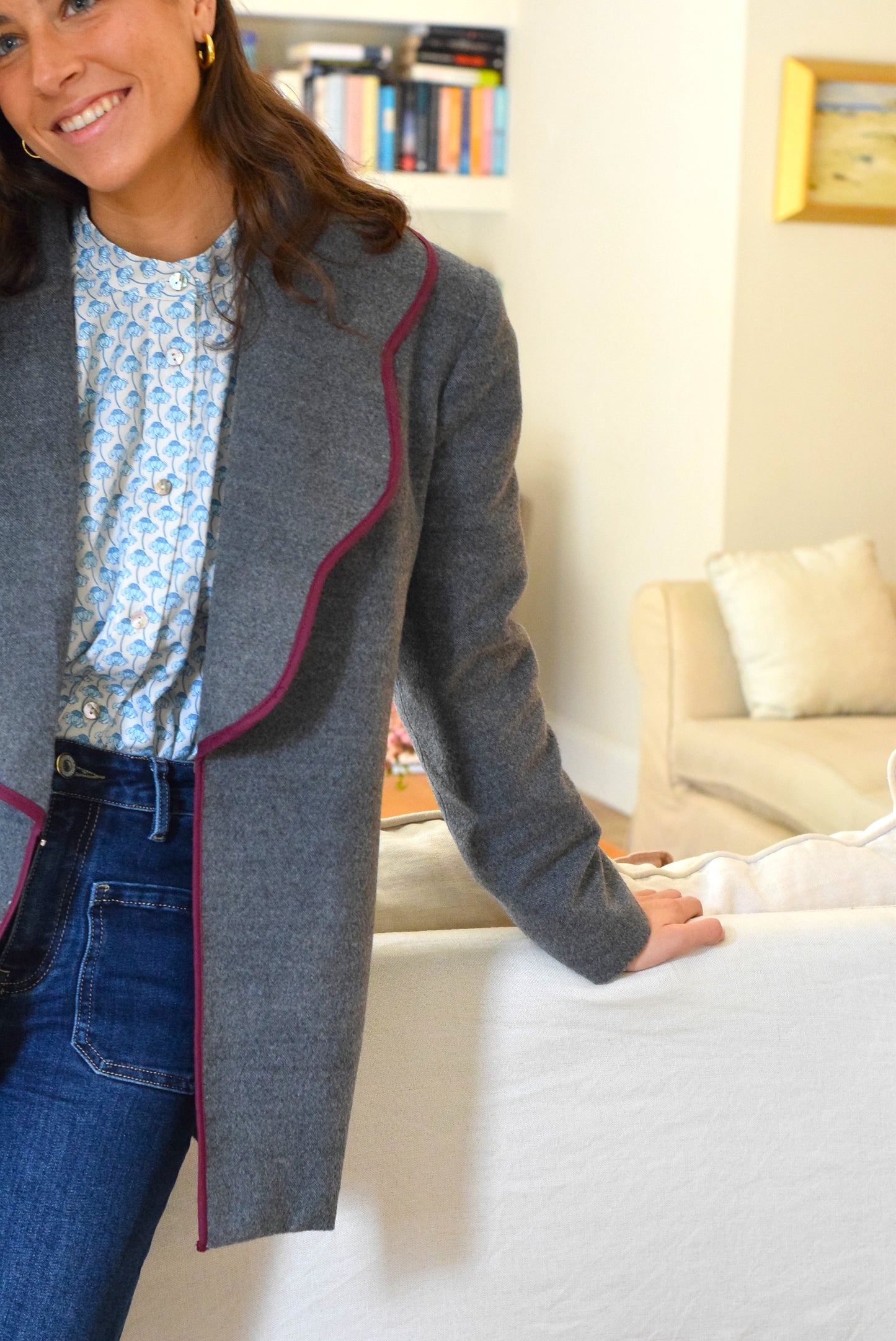 CHAQUETA NICOLETTA - GRIS Y GRANATE - PREORDER 23 NOVIEMBRE