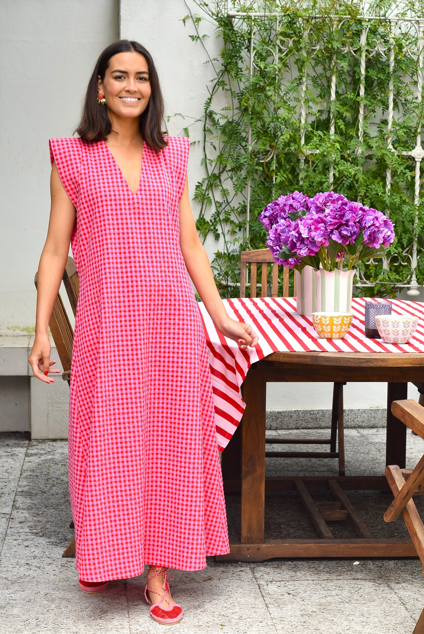 VESTIDO CARLOTA - VICHY ROSA Y ROJO - PREORDER 16 MAYO