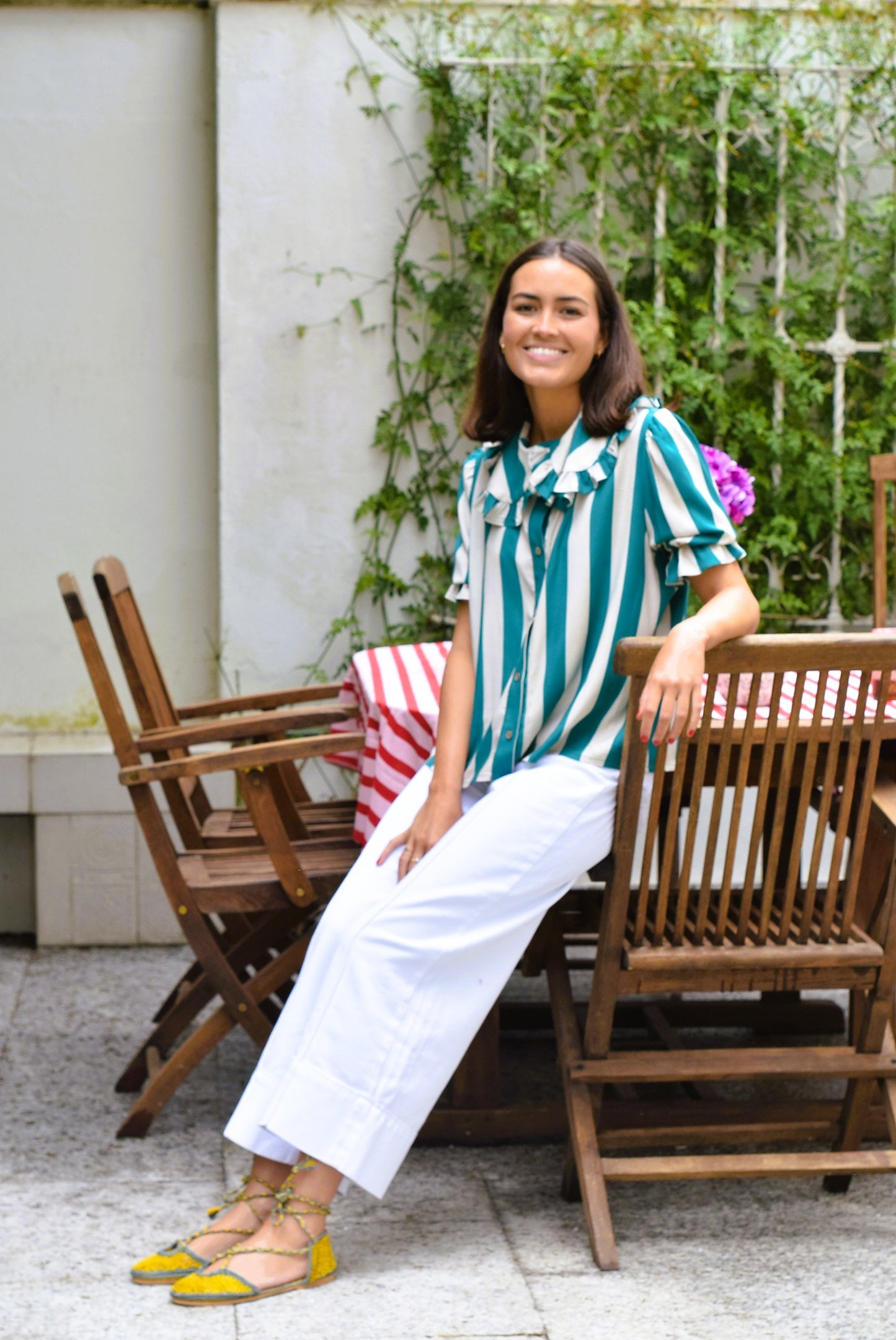 CAMISA BEATRIZ - RAYAS VERDES