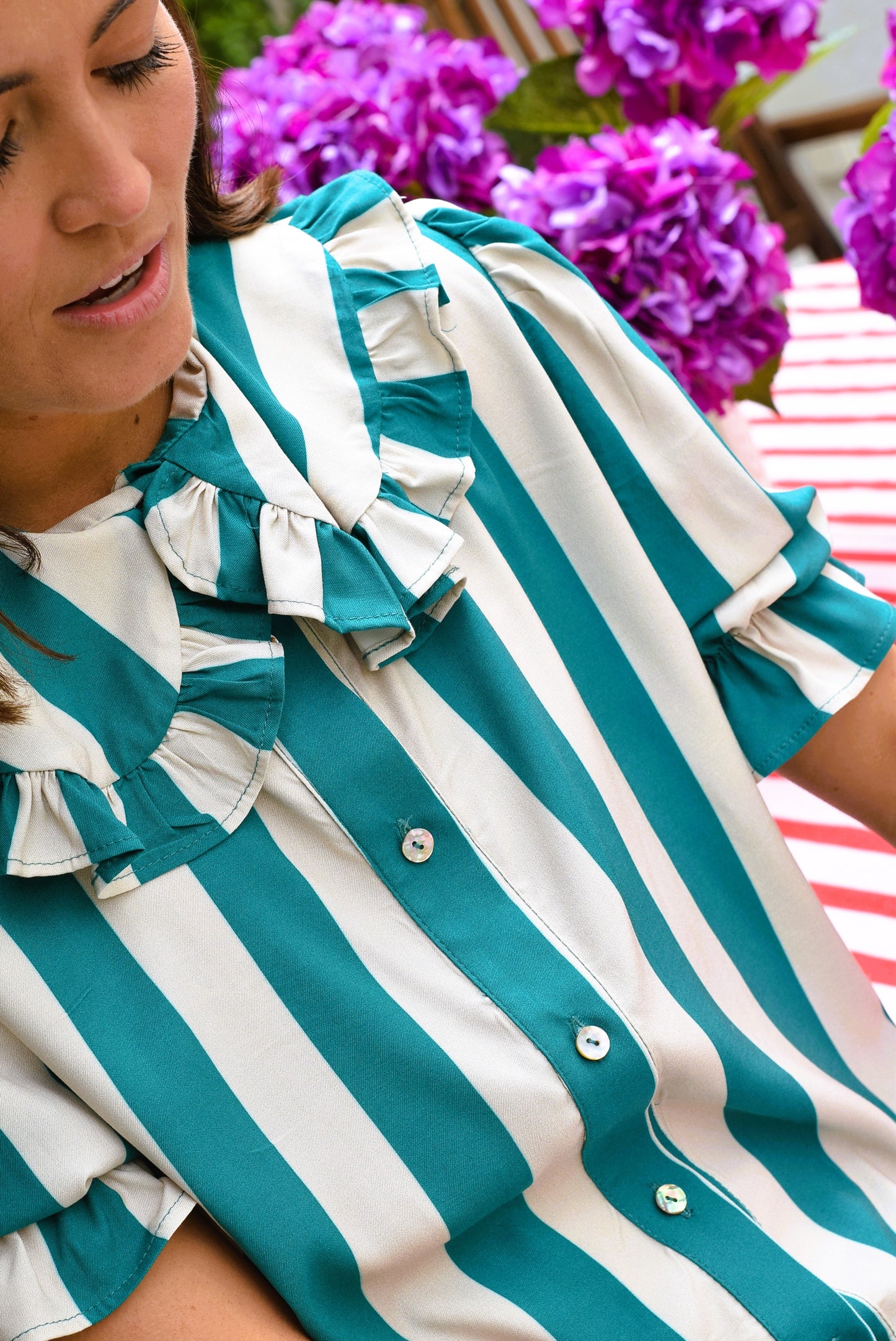 CAMISA BEATRIZ - RAYAS VERDES