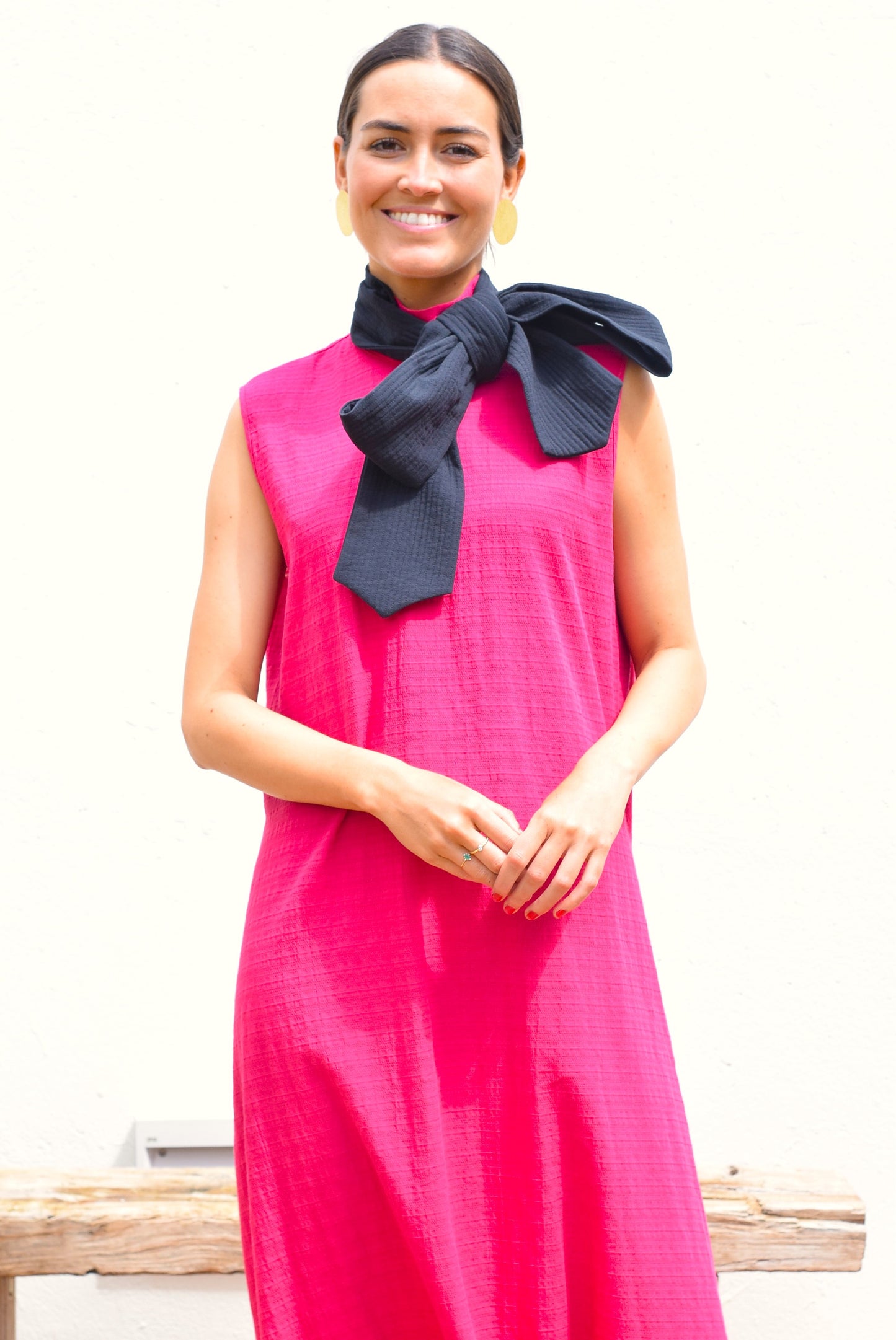 VESTIDO CLEMENTINA - FUCSIA Y NEGRO - PREORDER 16 MAYO