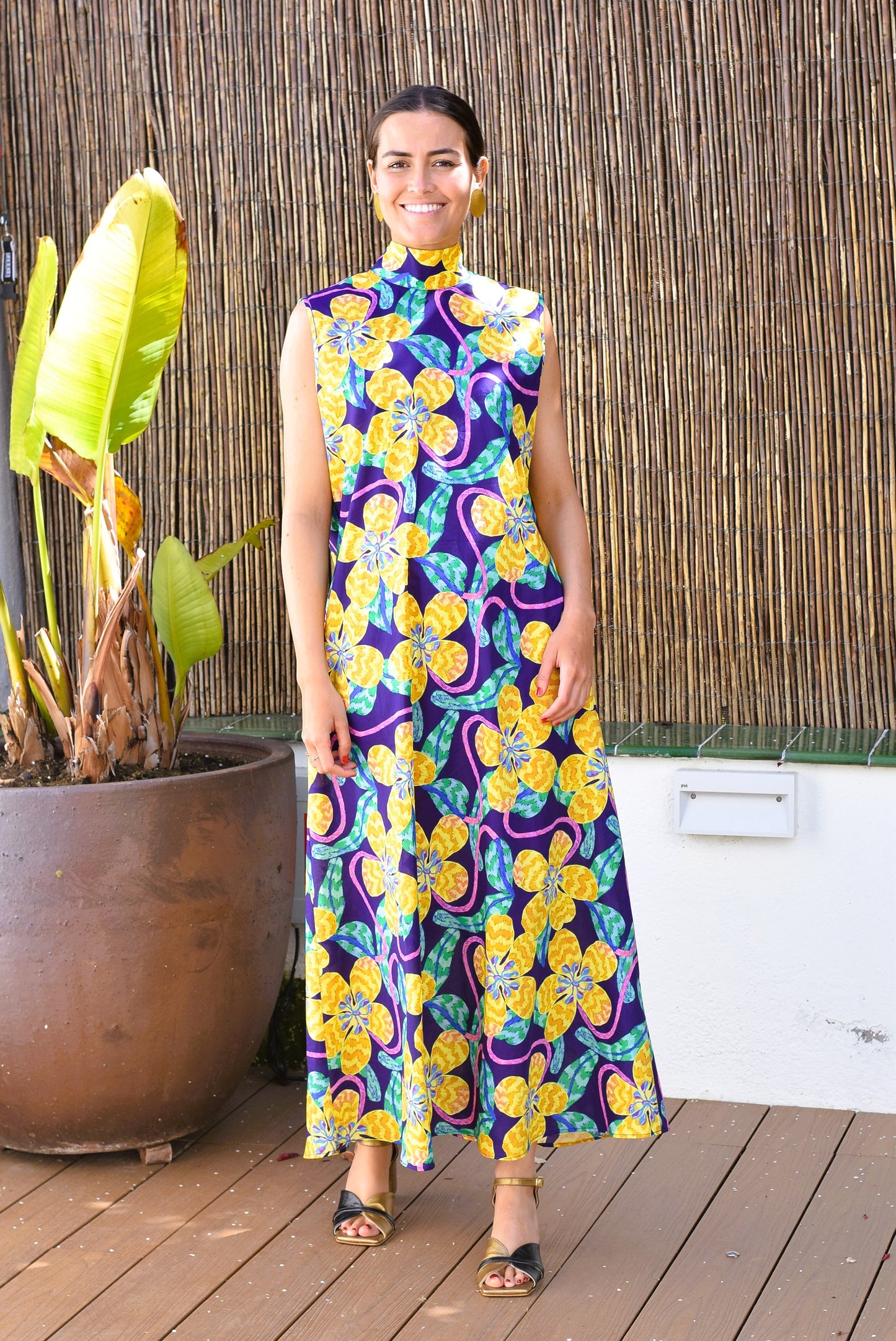 VESTIDO CLEMENTINA - LIBERTY MORADO Y AMARILLO - PREORDER 16 MAYO