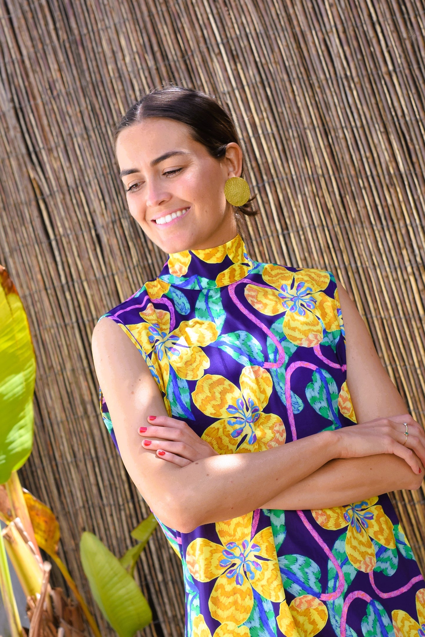 VESTIDO CLEMENTINA - LIBERTY MORADO Y AMARILLO - PREORDER 16 MAYO