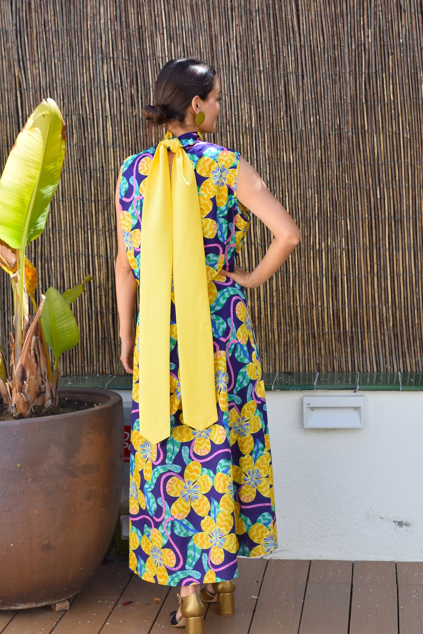 VESTIDO CLEMENTINA - LIBERTY MORADO Y AMARILLO - PREORDER 16 MAYO