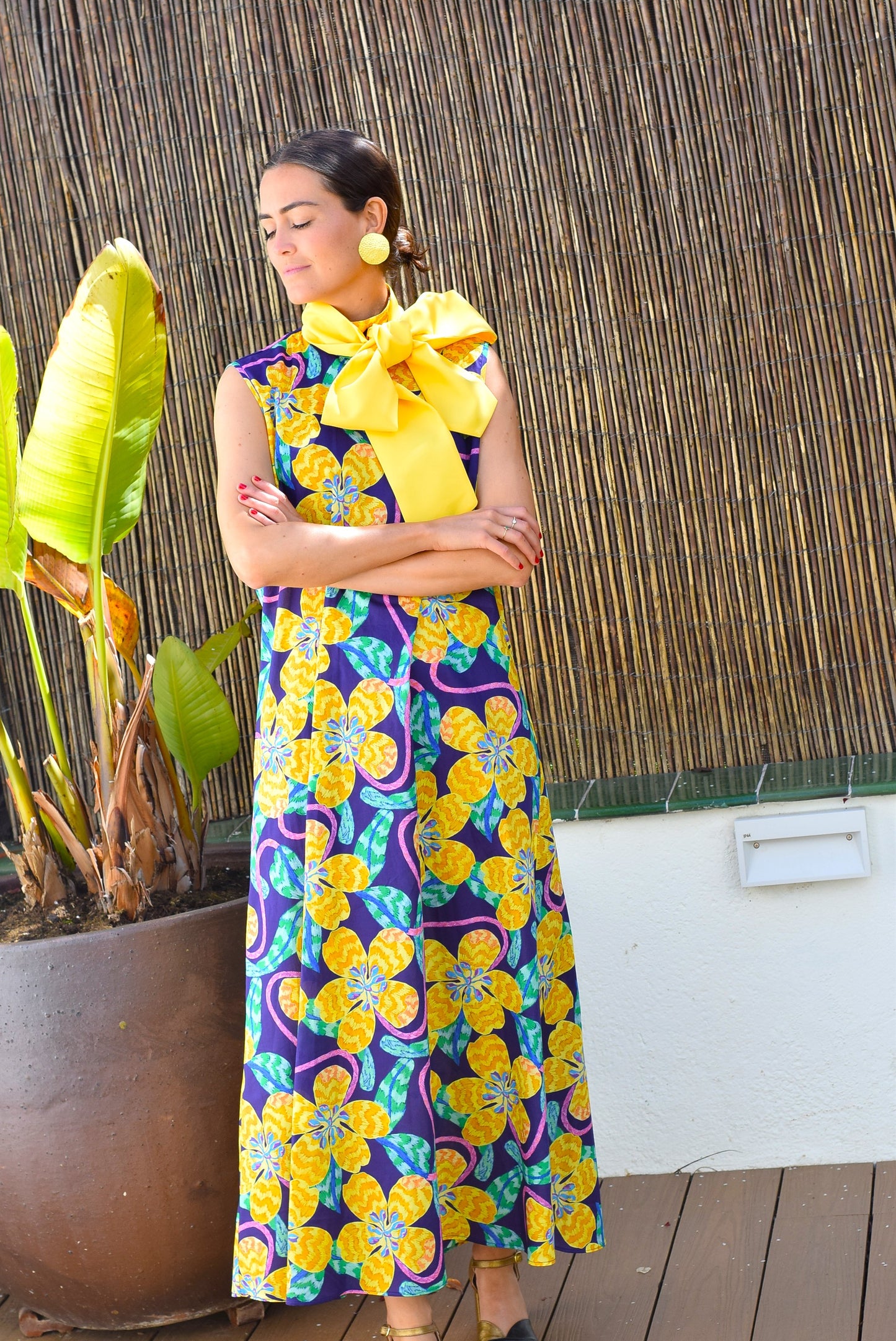 VESTIDO CLEMENTINA - LIBERTY MORADO Y AMARILLO - PREORDER 16 MAYO