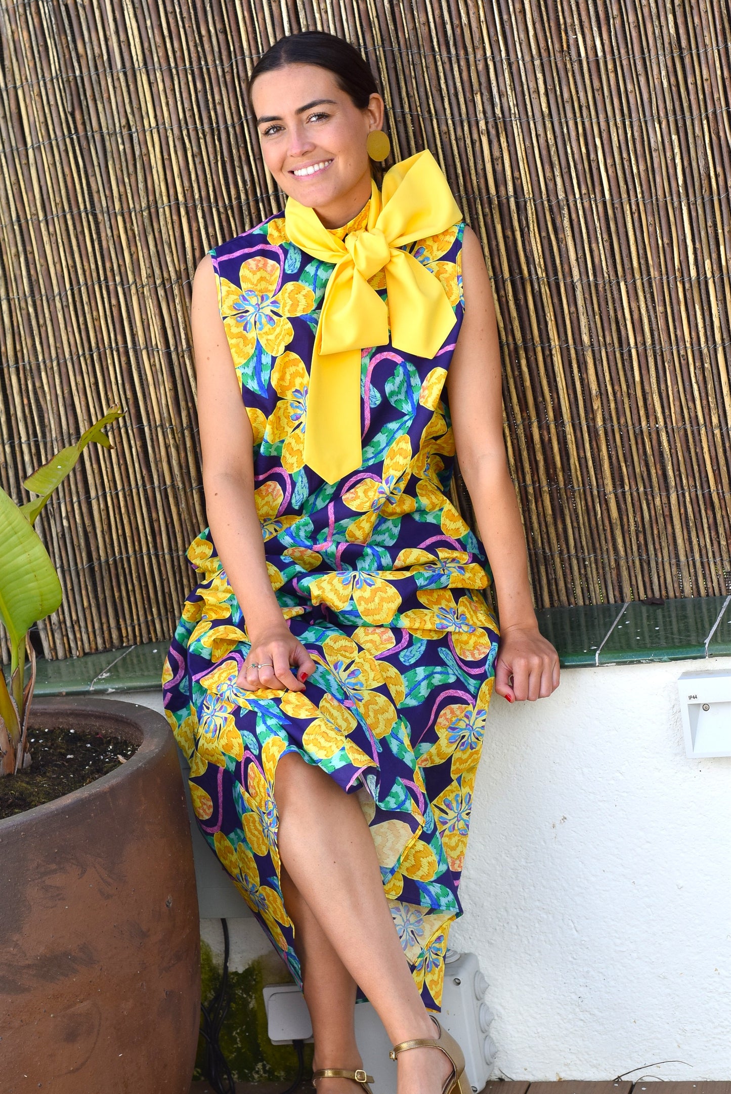 VESTIDO CLEMENTINA - LIBERTY MORADO Y AMARILLO - PREORDER 16 MAYO