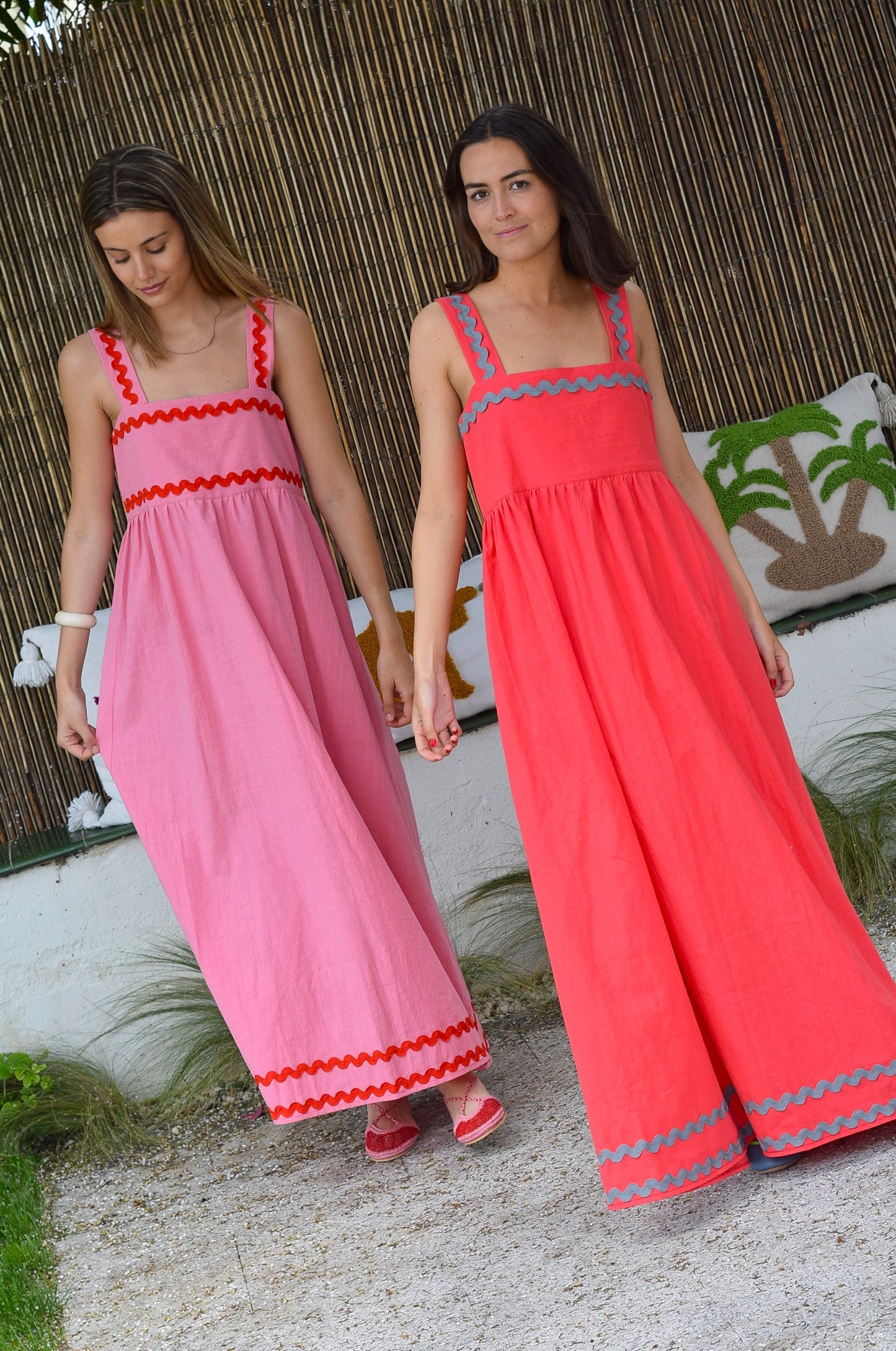 VESTIDO MATILDA - ROSA CON ROJO -
