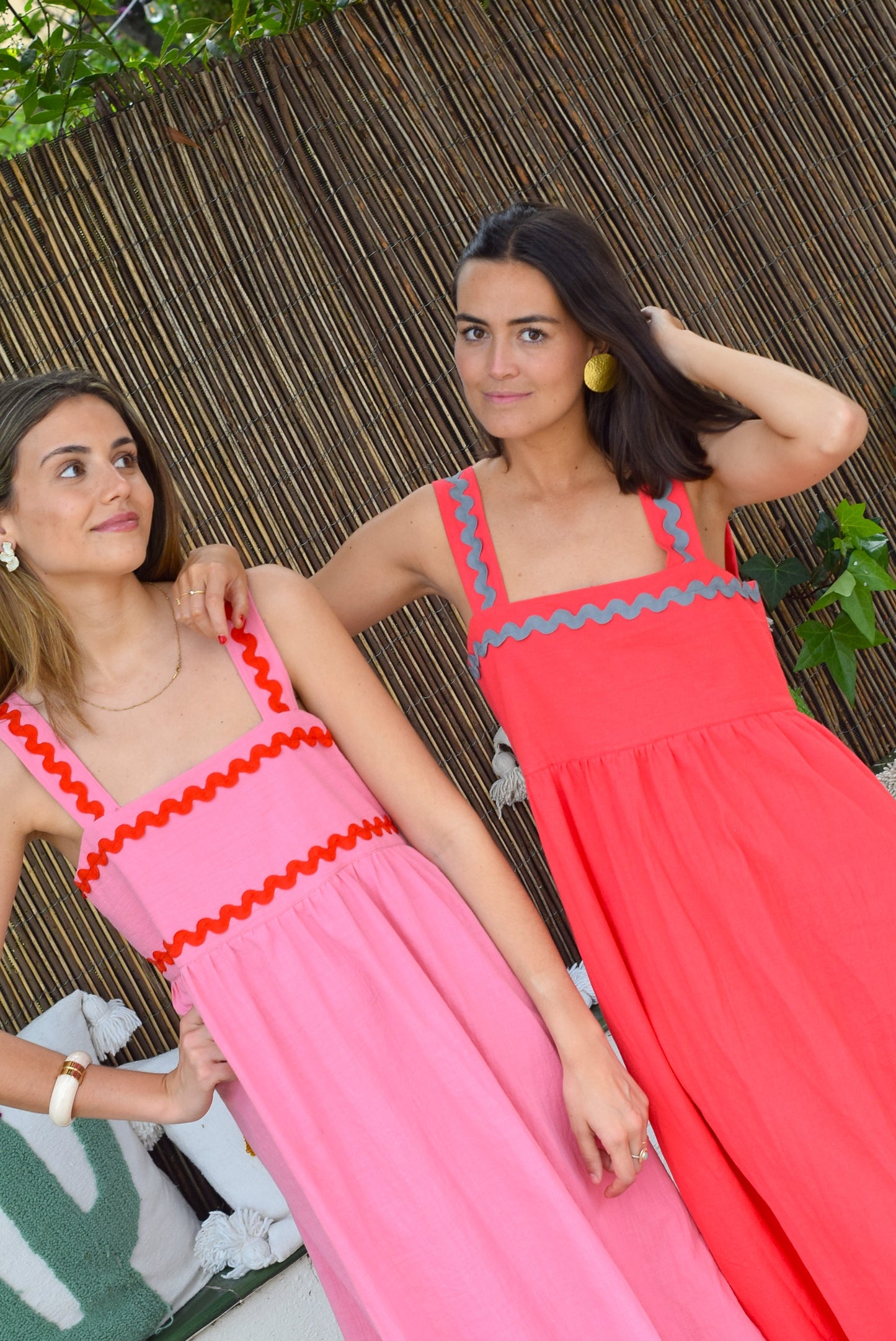 VESTIDO MATILDA - ROJO CON GRIS - OUTLET