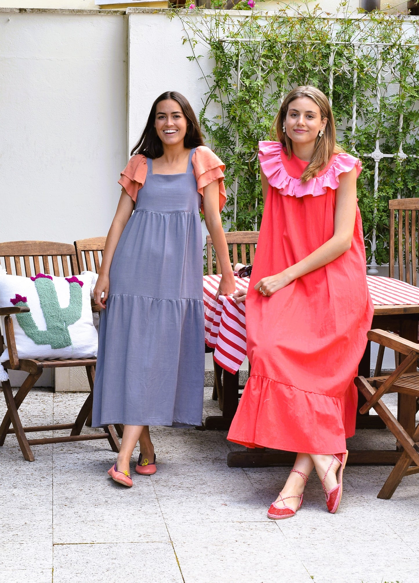 VESTIDO EMILIA - GRIS Y TEJA