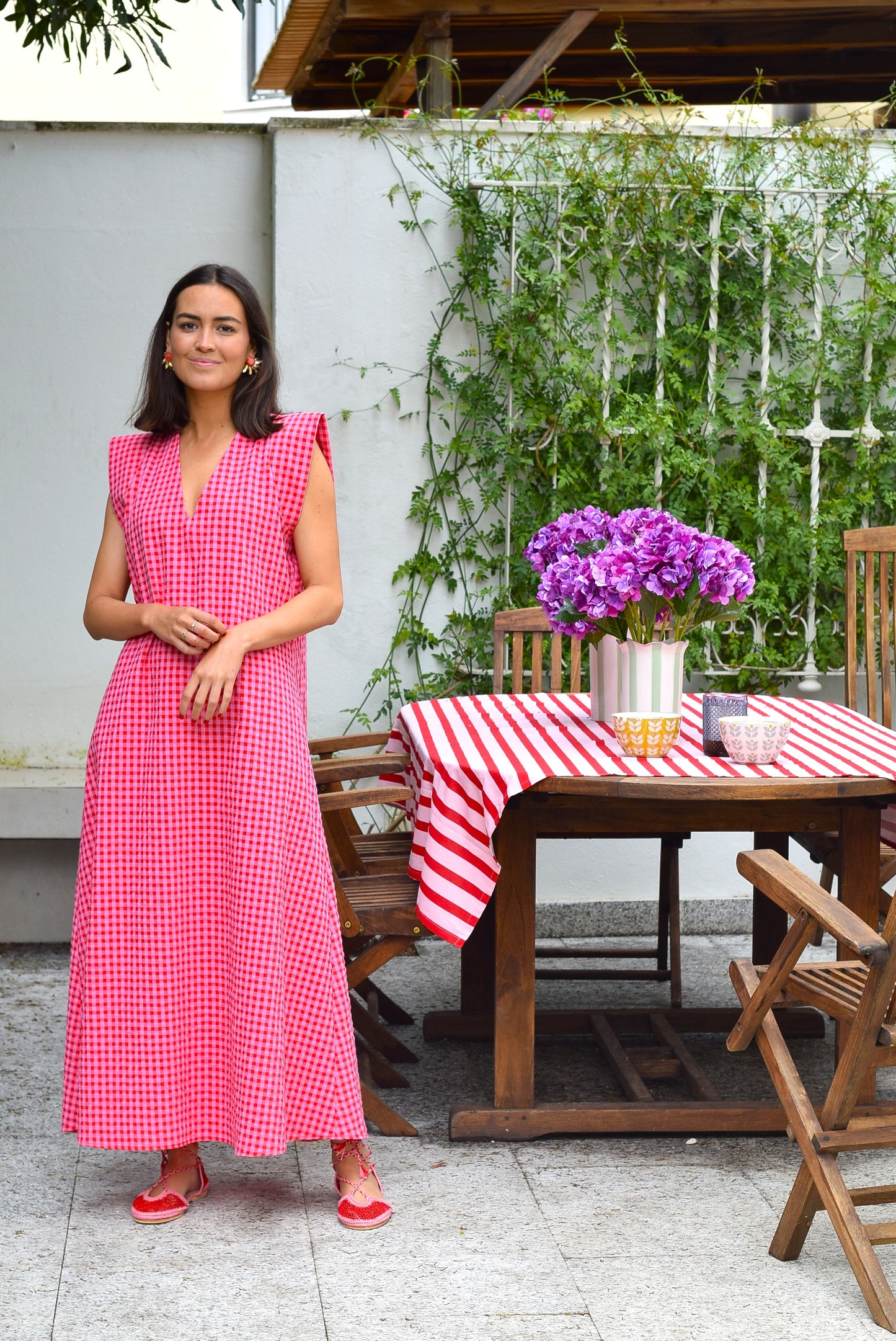VESTIDO CARLOTA - VICHY ROSA Y ROJO -