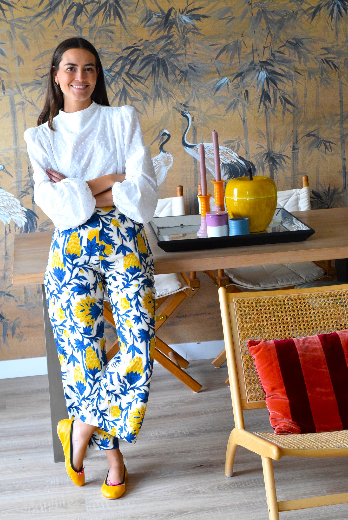 PANTALONES SOL - FLOR AZUL Y AMARILLA - PREORDER 5 SEPTIEMBRE