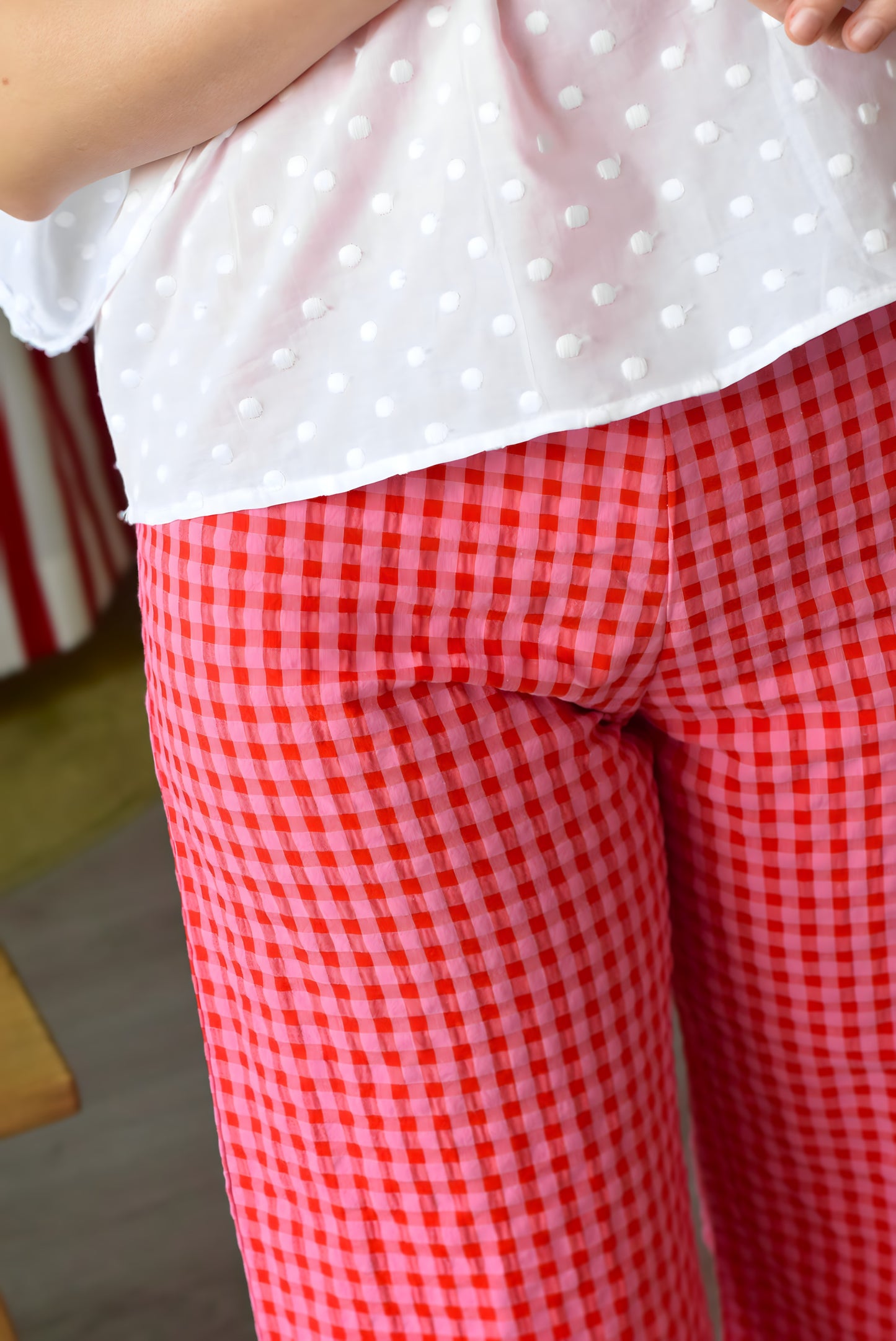 SUN PANTS - PINK AND RED VICHY -
