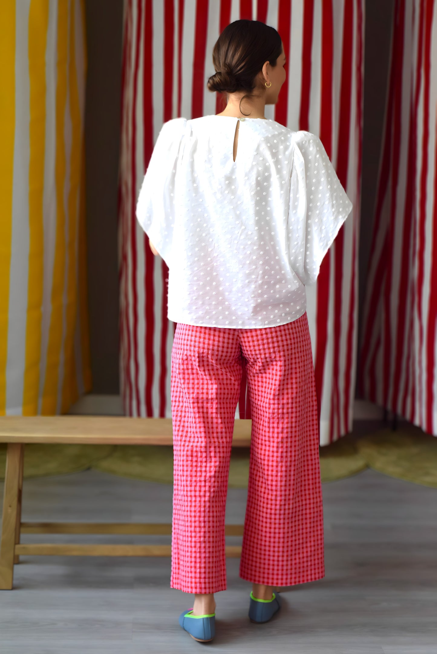 SUN PANTS - PINK AND RED VICHY -