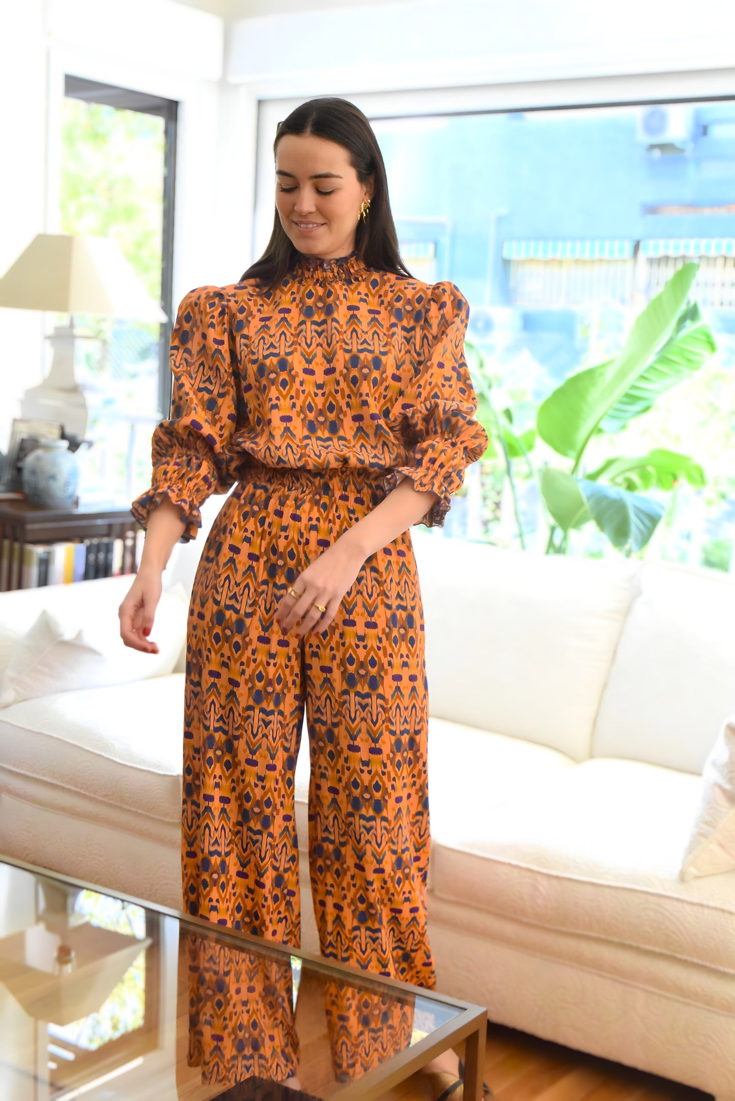 PANTALONES LUCÍA - IKAT MOSTAZA -