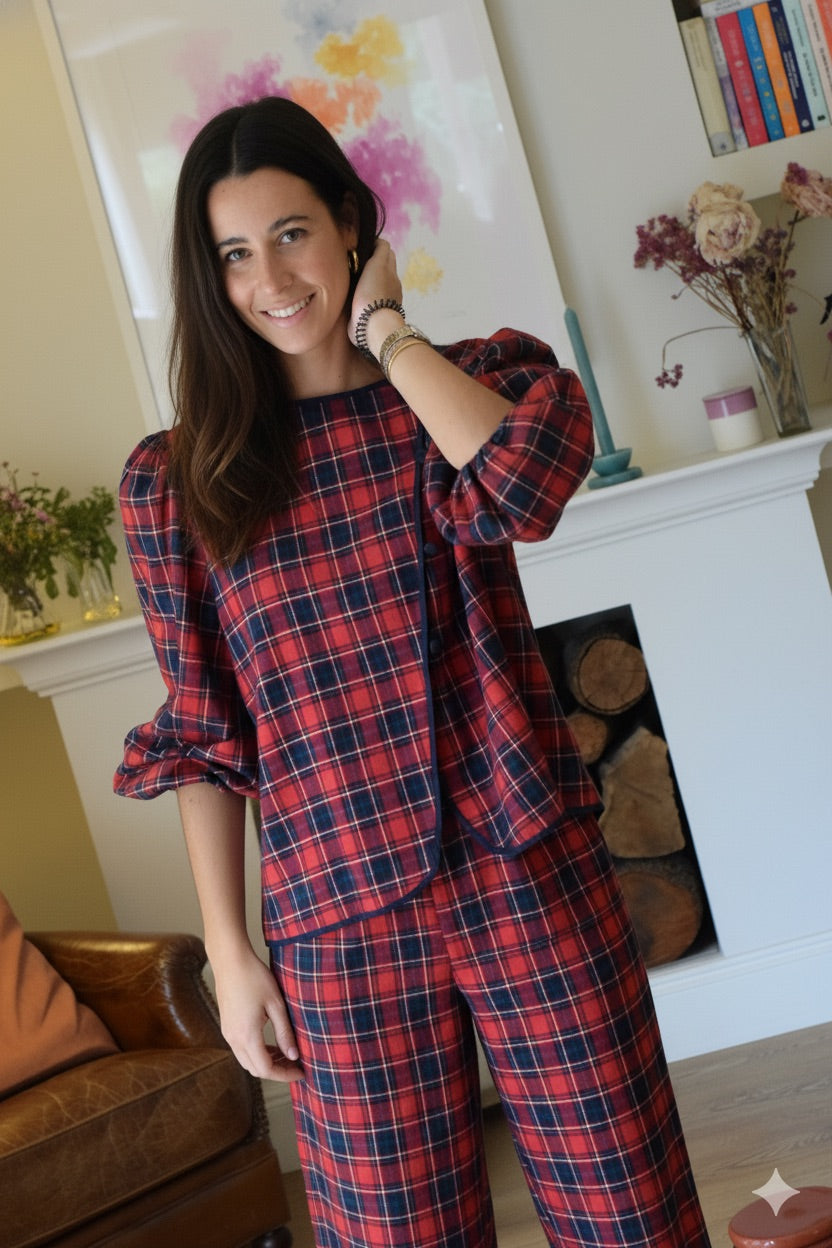 BLUSA FEDERICA - TARTAN ROJO - PREORDER 30 NOVIEMBRE