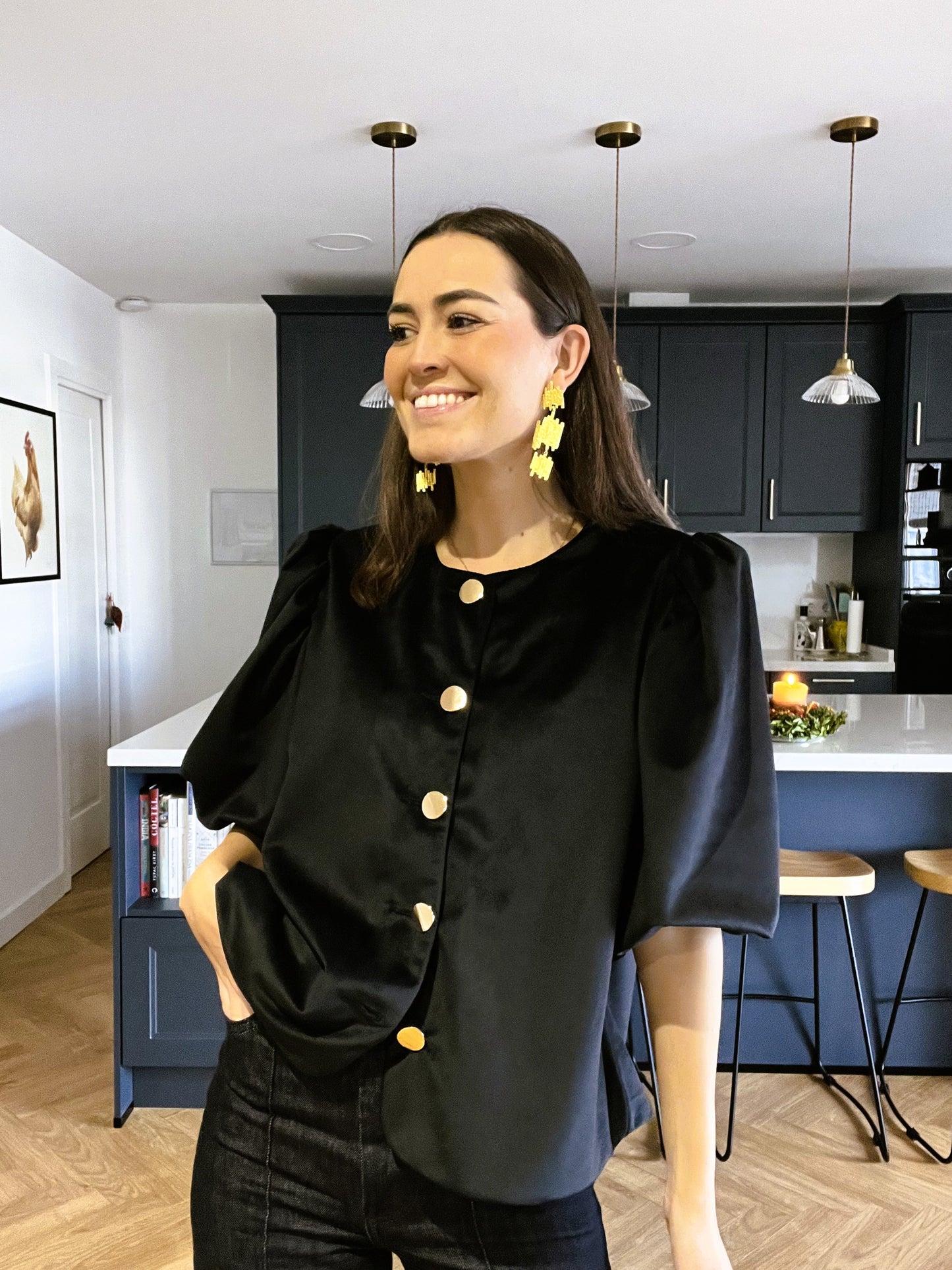 BLUSA HILDA - NEGRA TERCIOPELO - PREORDER 22 DICIEMBRE