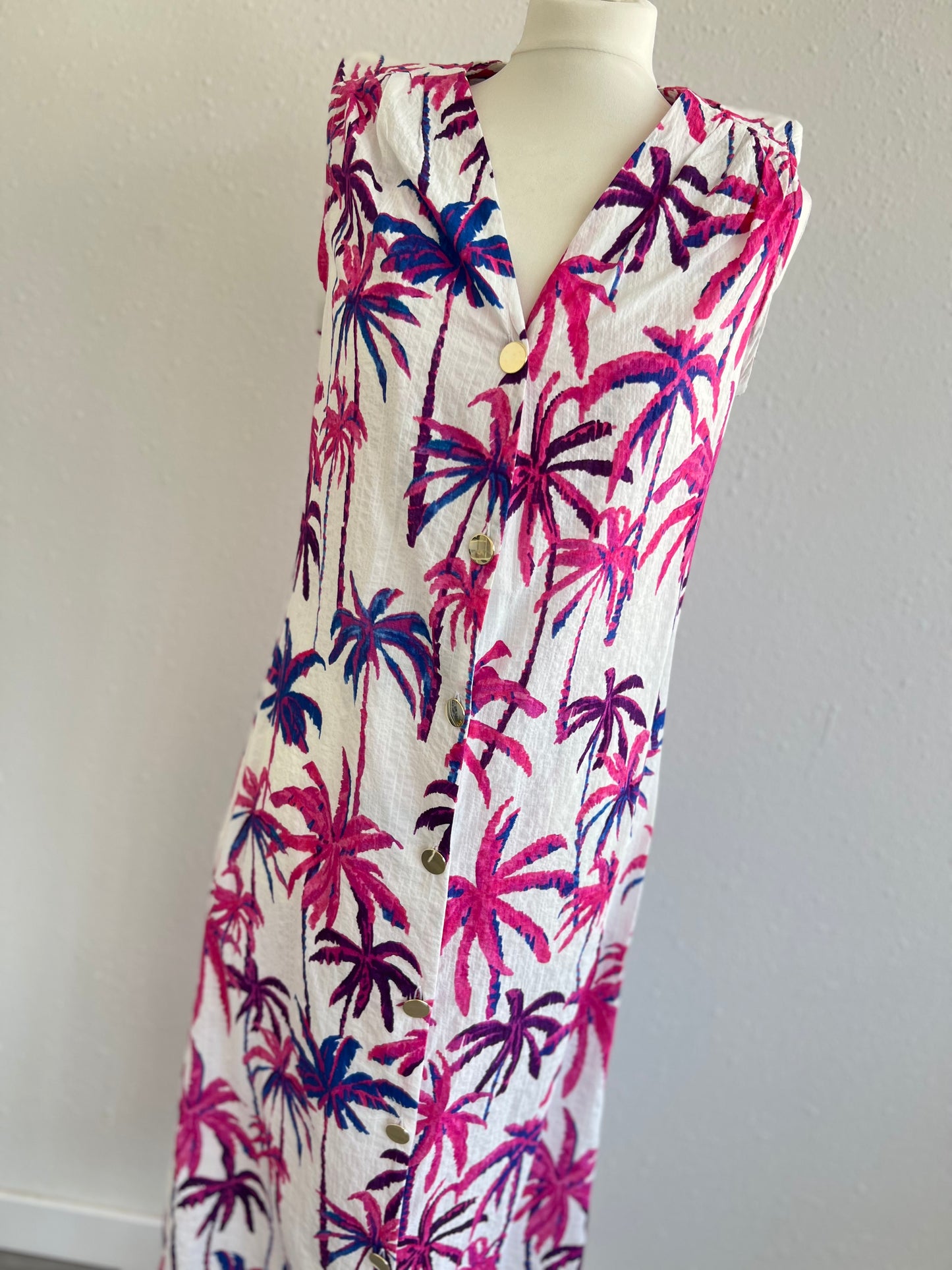 VESTIDO FABIOLA - PALMERAS BLANCO - TALLA S/M