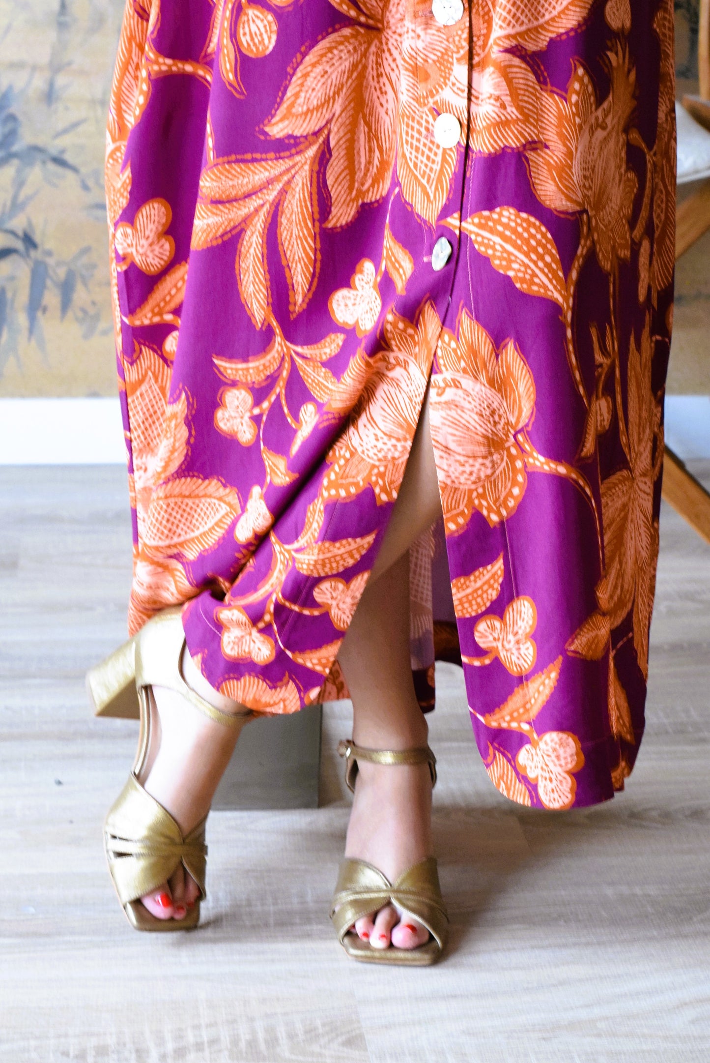 VESTIDO HILDA - BERENJENA Y NARANJA - PREORDER 7 SEPTIEMBRE