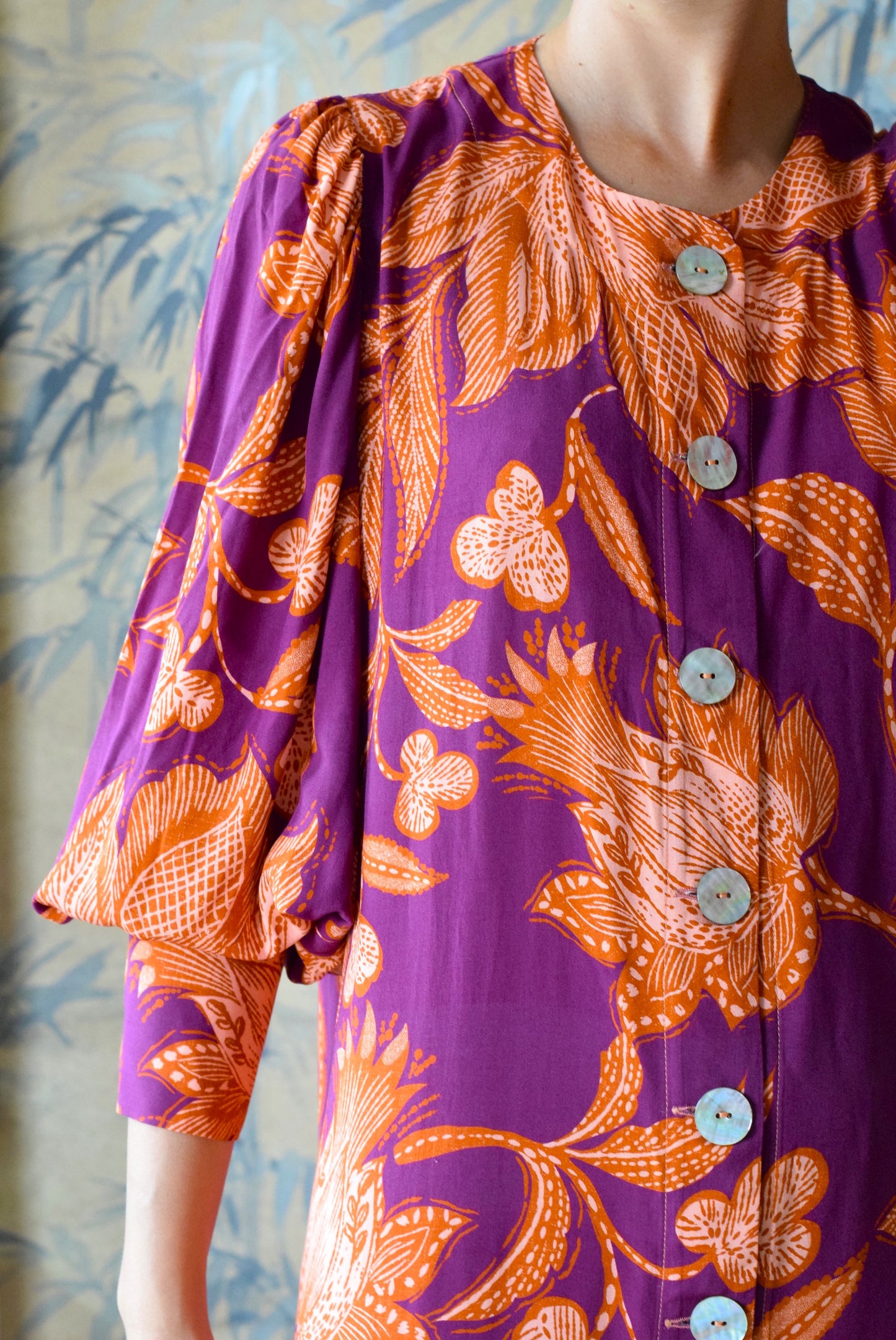 VESTIDO HILDA - BERENJENA Y NARANJA - PREORDER 7 SEPTIEMBRE