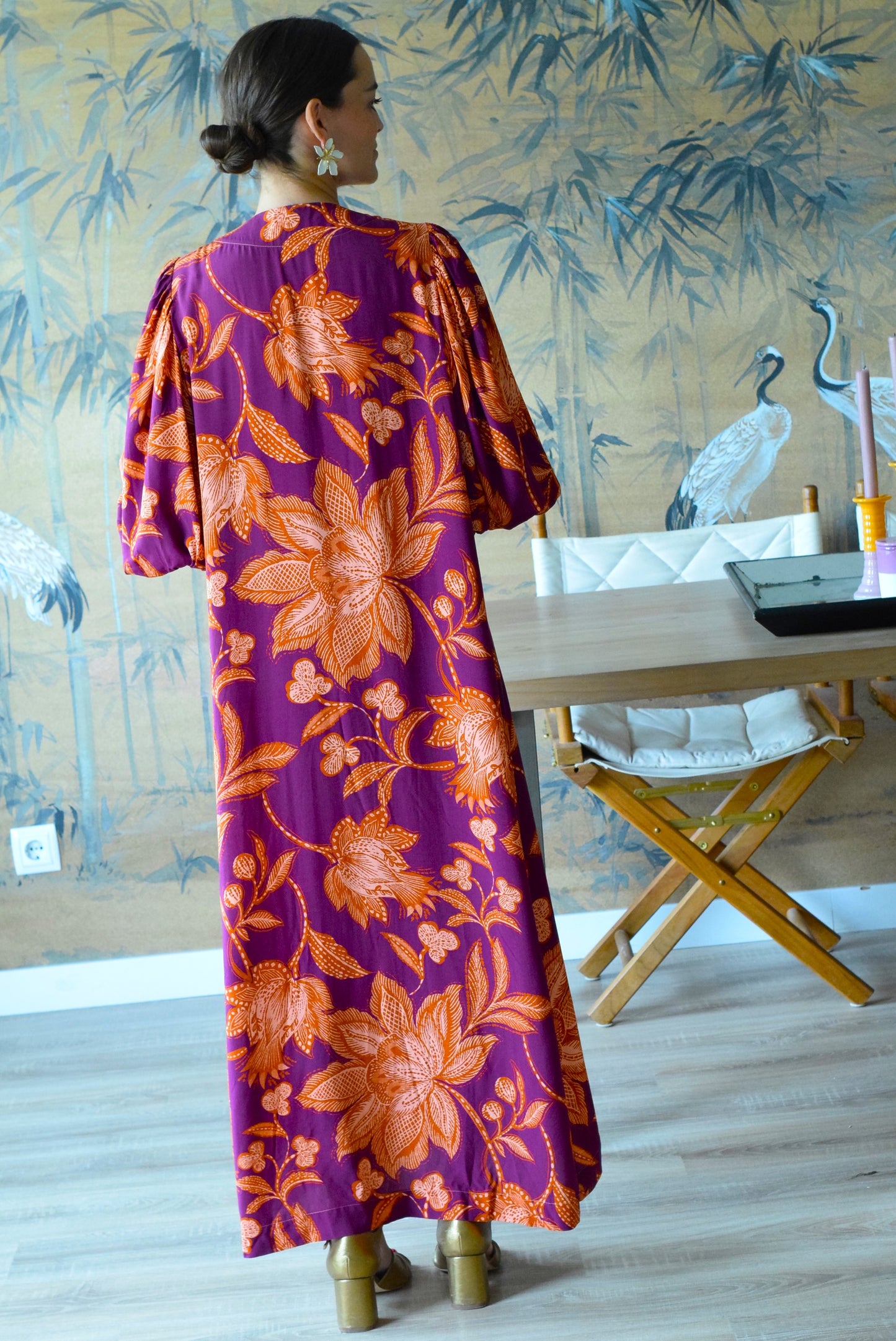 VESTIDO HILDA - BERENJENA Y NARANJA - PREORDER 7 SEPTIEMBRE