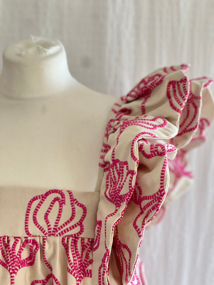 TOP INÉS - BORDADA ROSA