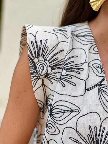 VESTIDO CARLOTA - BLANCO Y NEGRO