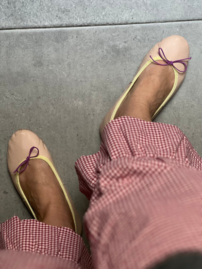 NUDE BALLERINAS WITH PASTEL YELLOW -