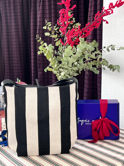 BOLSO RAYAS NEGRO Y BLANCO