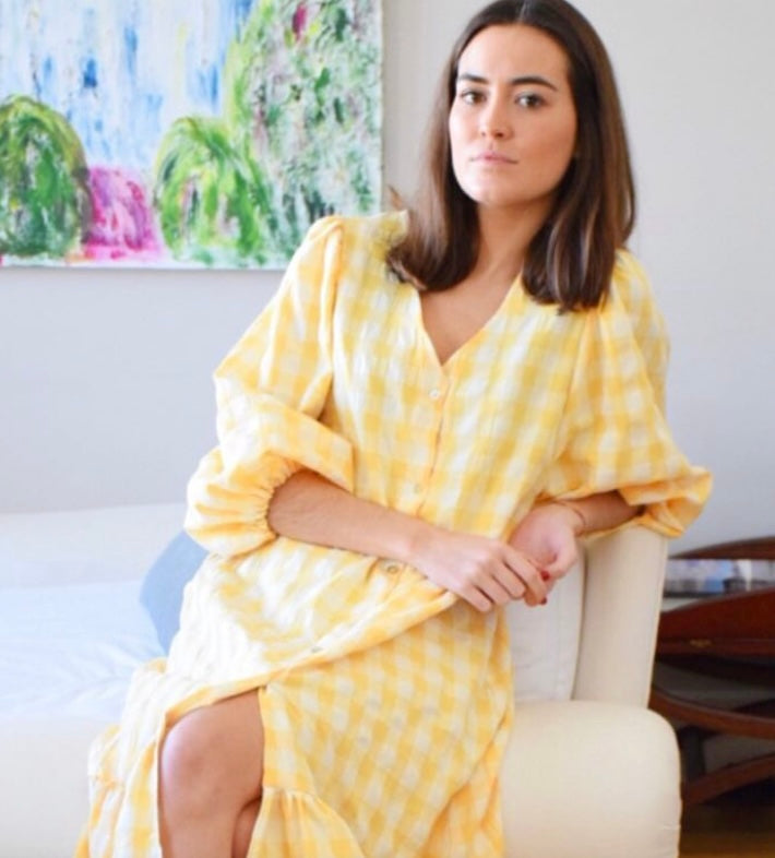 VESTIDO EUGENIA - MAXI VICHY AMARILLO