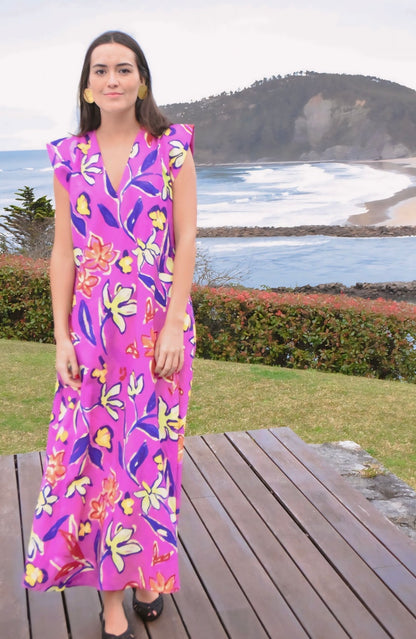 VESTIDO CARLOTA - FLOR ROSA -