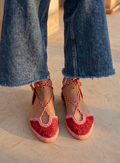 SANDALIAS TULUM - ROJAS Y ROSA -