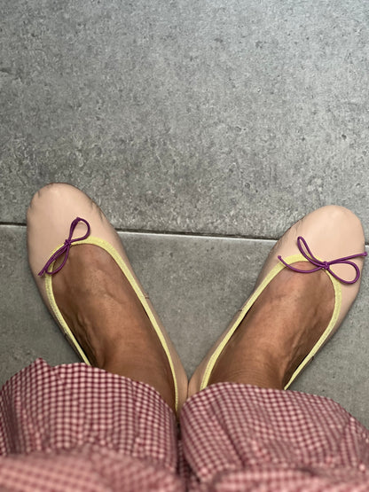 NUDE BALLERINAS WITH PASTEL YELLOW -