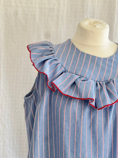 VESTIDO CONSTANZA - AZUL RAYA ROJA