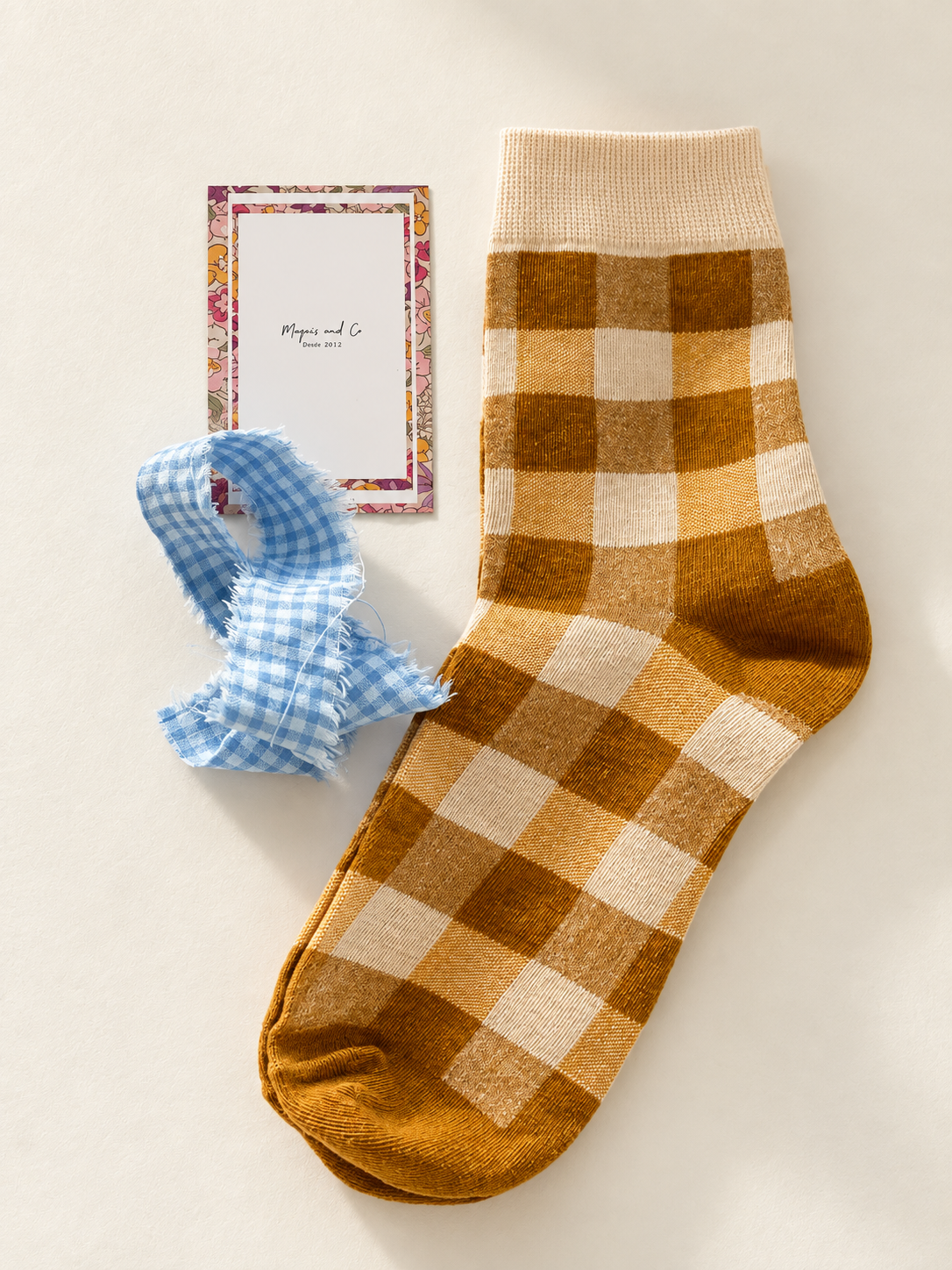 CALCETINES VICHY - MOSTAZA
