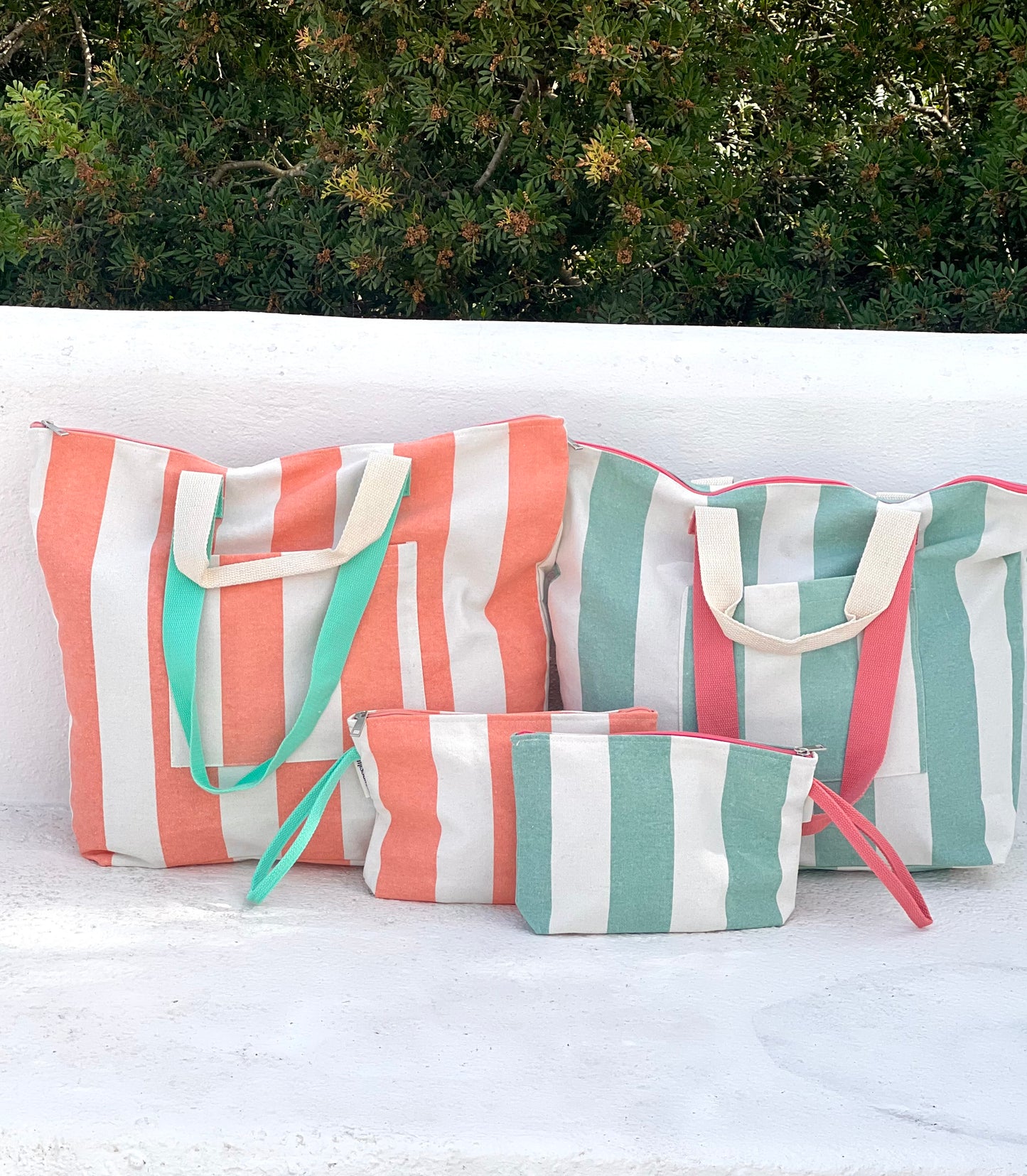 BOLSA CAROLA - RAYAS VERDE