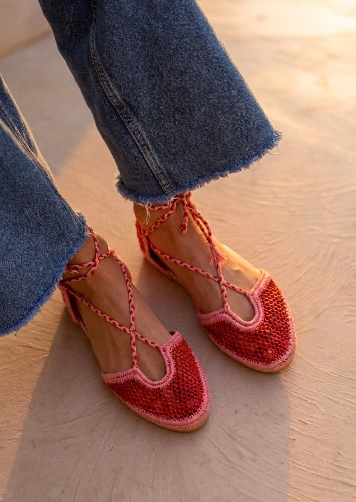 SANDALIAS TULUM - ROJAS Y ROSA -