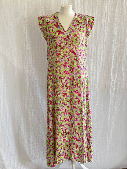 VESTIDO CARLOTA - VERDE Y FUCSIA