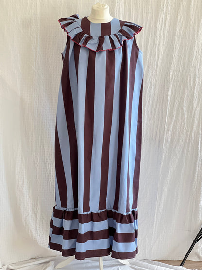 VESTIDO CONSTANZA - RAYAS AZUL Y MARRÓN
