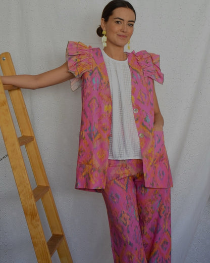 CHALECO CASILDA - IKAT FRESA - PREORDER 13 FEBRERO
