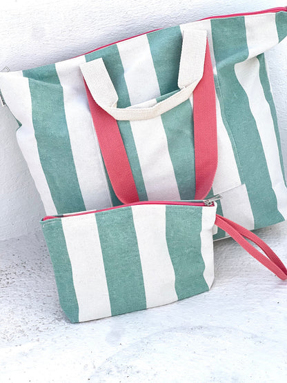 BOLSA CAROLA - RAYAS VERDE