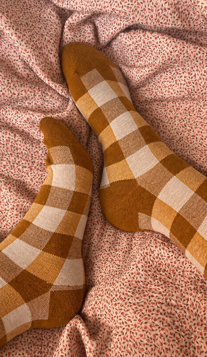 CALCETINES VICHY - MOSTAZA