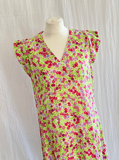 VESTIDO CARLOTA - VERDE Y FUCSIA