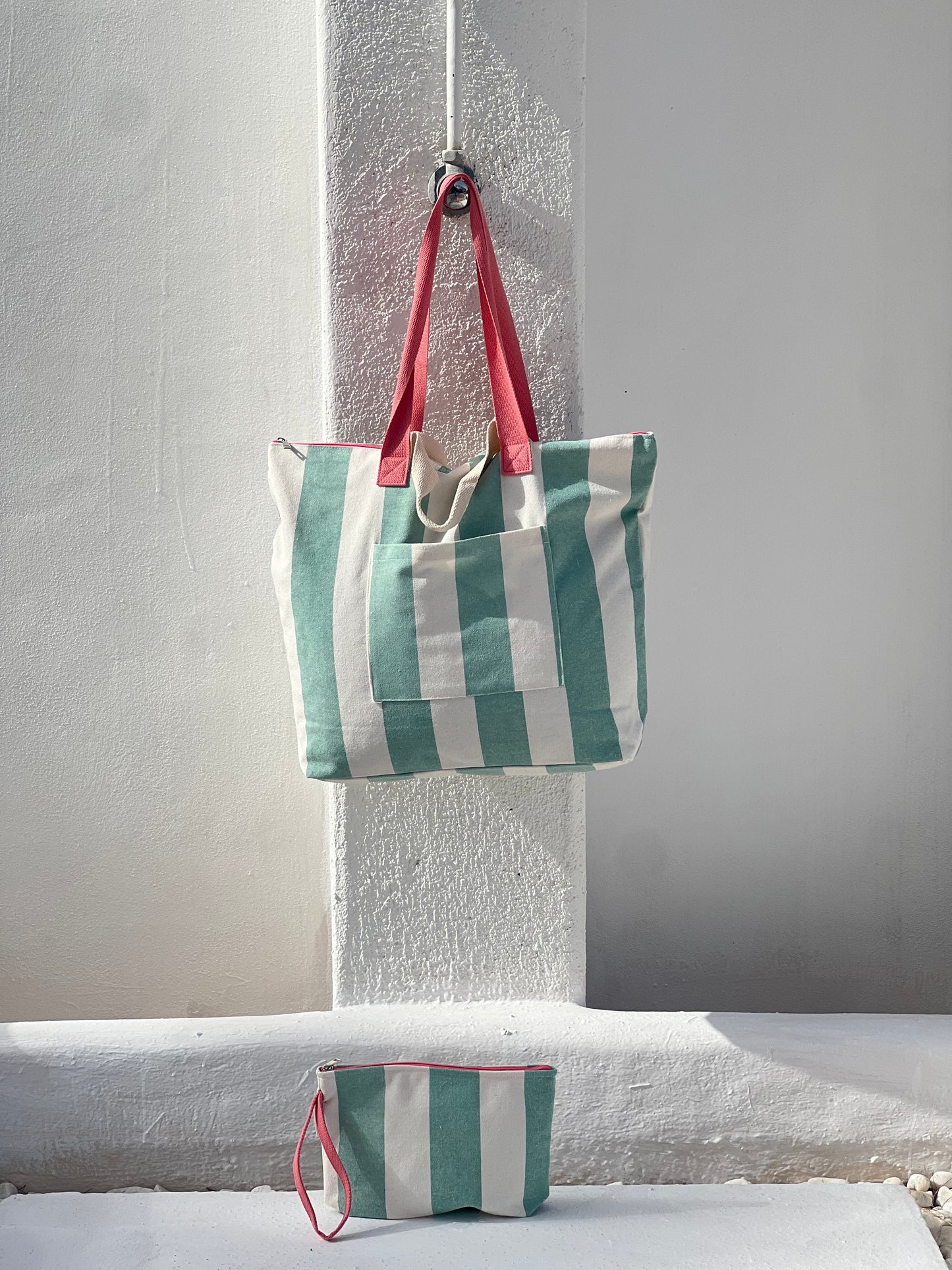 BOLSA CAROLA - RAYAS VERDE