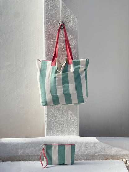 BOLSA CAROLA - RAYAS VERDE