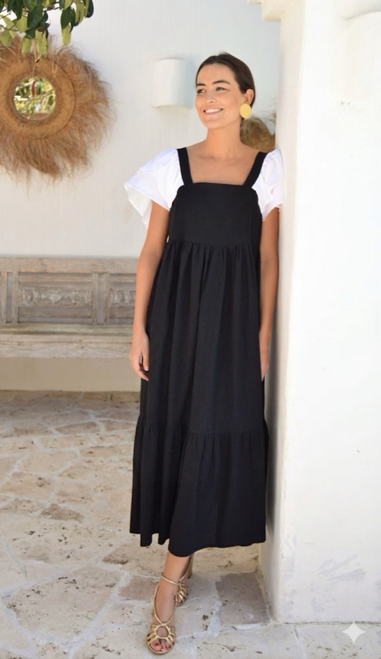 VESTIDO EMILIA - NEGRO Y BLANCO - PREORDER 13 MAYO