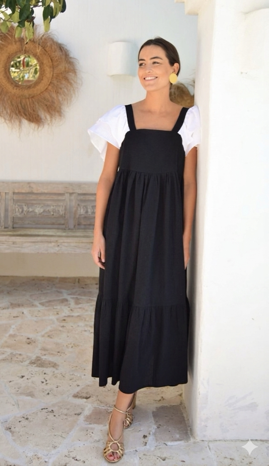 VESTIDO EMILIA - NEGRO Y BLANCO - PREORDER 13 MAYO
