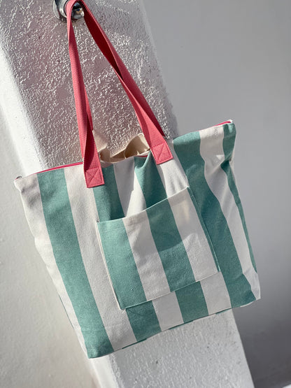 BOLSA CAROLA - RAYAS VERDE