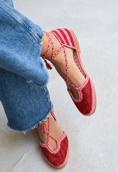 SANDALIAS TULUM - ROJAS Y ROSA -